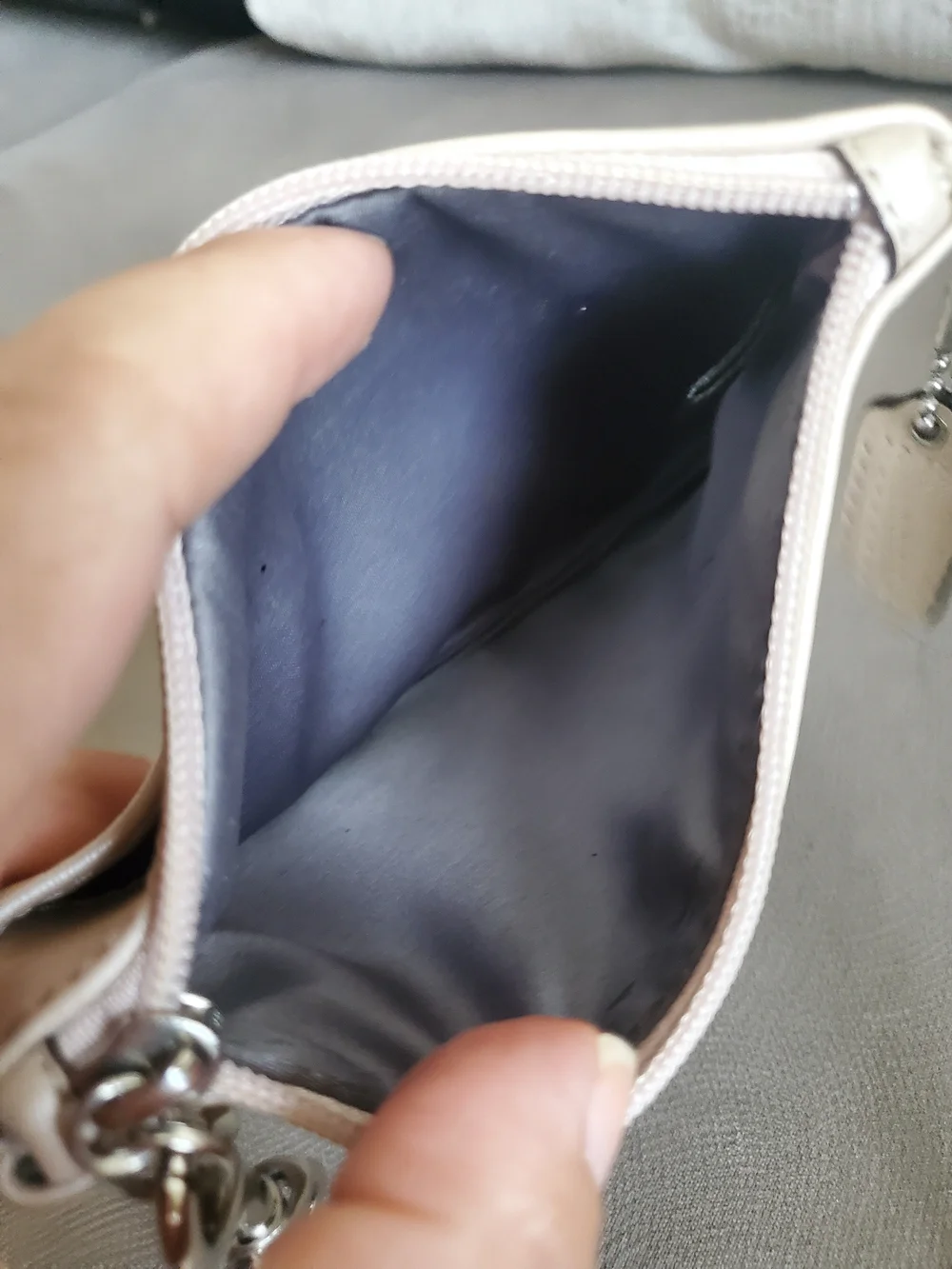 Coach Small Leather Wristlet in Light Cream